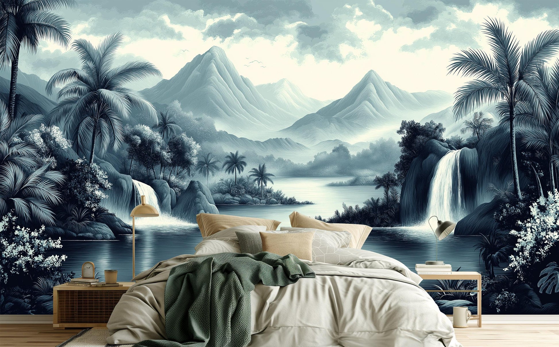 Chinoiserie Jungle Renter Friendly Floral Wallpaper – detail view, Golden Era Walls
