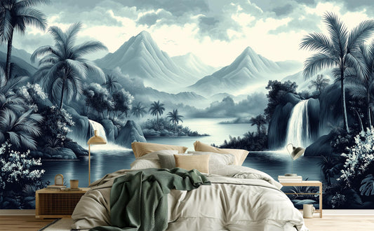 Chinoiserie Jungle Renter Friendly Floral Wallpaper – detail view, Golden Era Walls