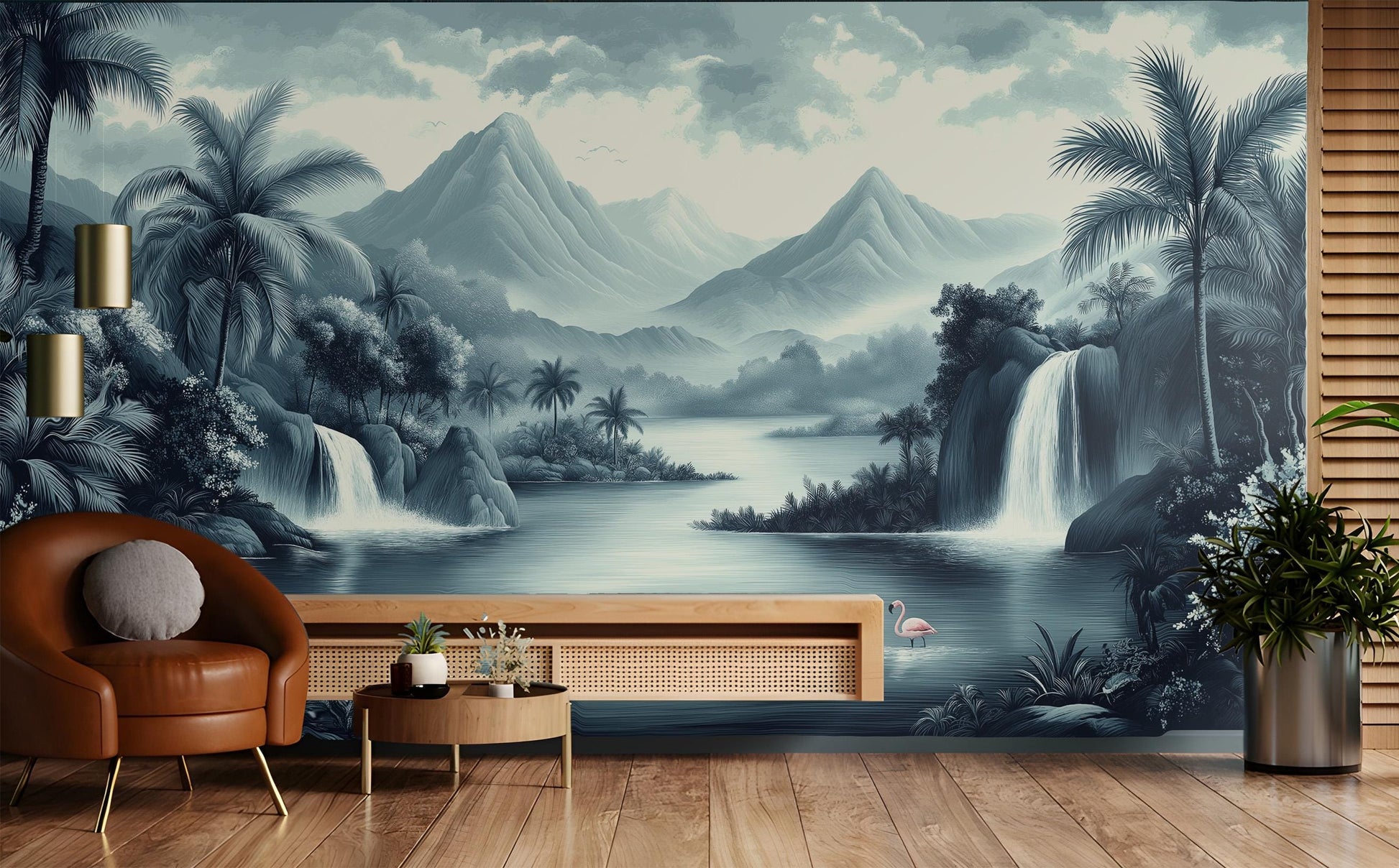 Chinoiserie Jungle Renter Friendly Floral Wallpaper – lifestyle view, Golden Era Walls