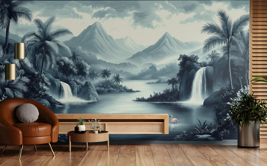 Chinoiserie Jungle Renter Friendly Floral Wallpaper – lifestyle view, Golden Era Walls