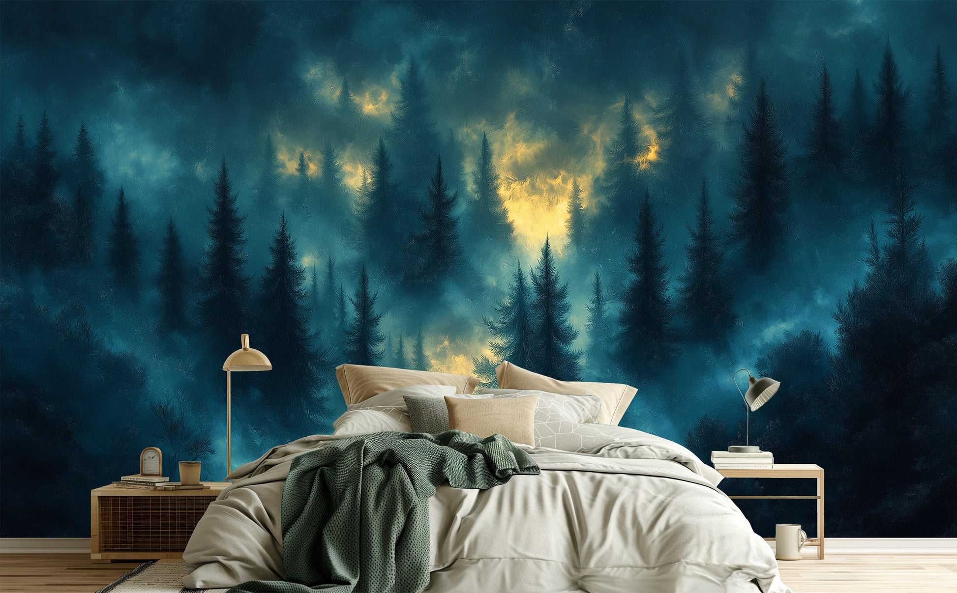 Dark Fantasy Forest Moody Wallpaper – detail view, Golden Era Walls