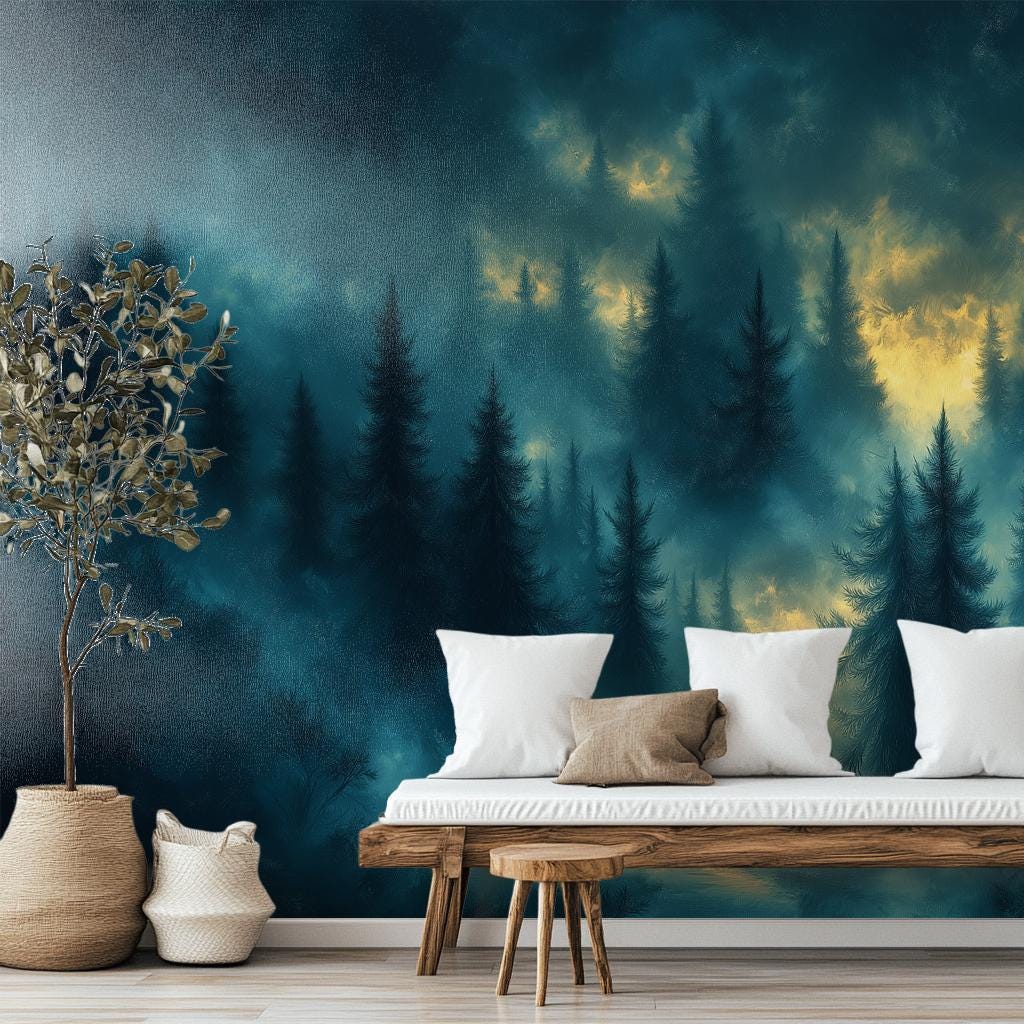 Dark Fantasy Forest Moody Wallpaper – scale reference, Golden Era Walls