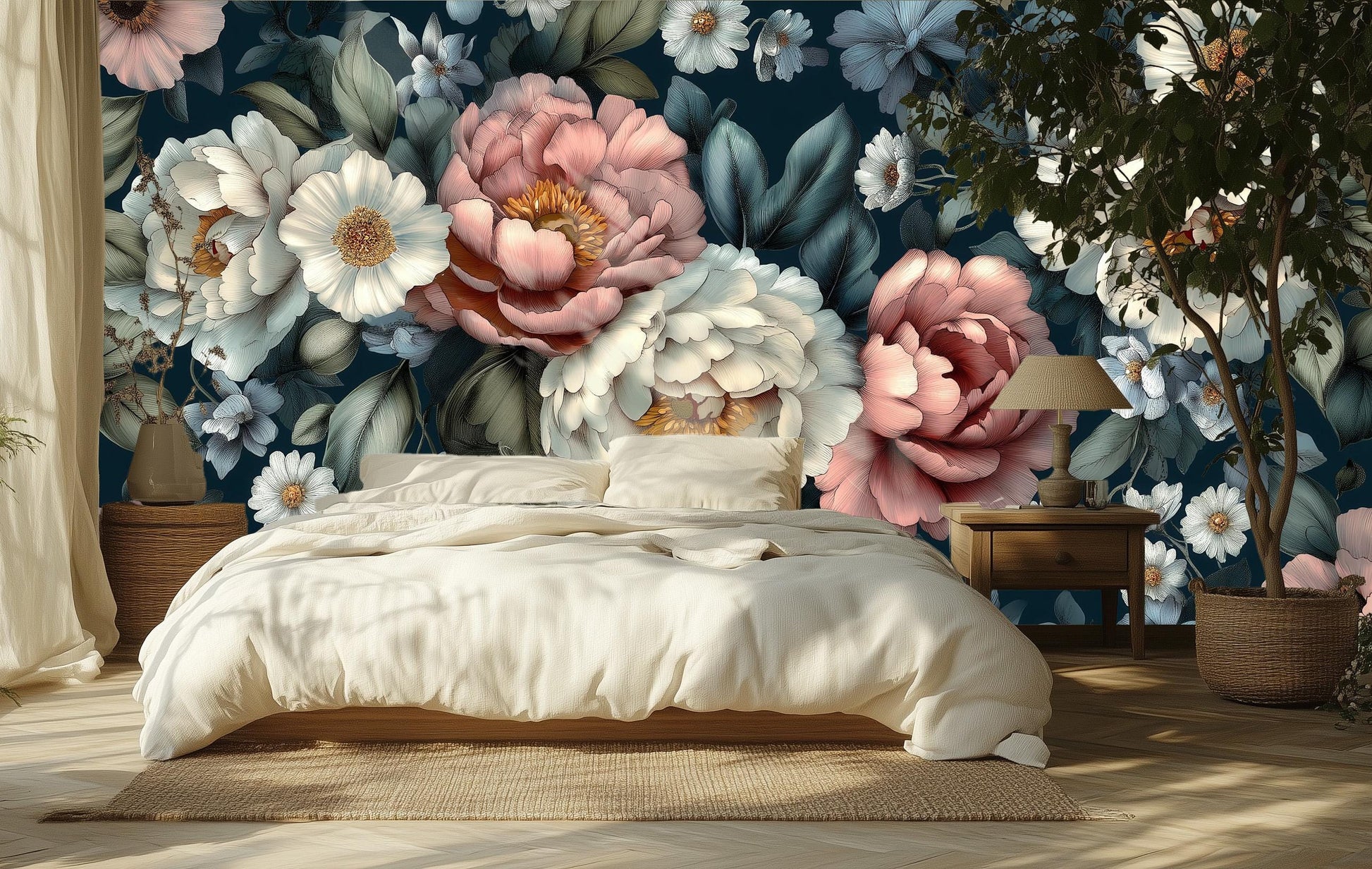 Dark Floral or Non Floral Wallpaper – scale reference, Golden Era Walls