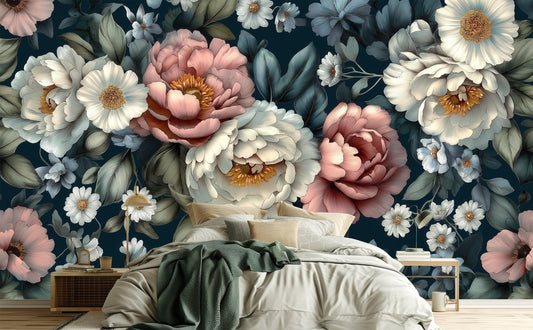 Dark Floral or Non Floral Wallpaper – lifestyle view, Golden Era Walls