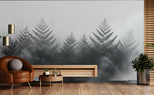 Foggy Fern Renter Friendly Floral Wallpaper – detail view, Golden Era Walls