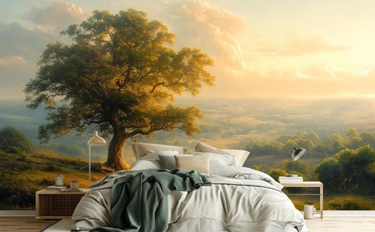 Golden Sunset Landscape Romantic Wallpaper – detail view, Golden Era Walls
