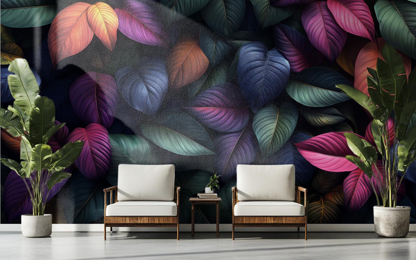 Leaves or Non Woven Floral Wallpaper – scale reference, Golden Era Walls