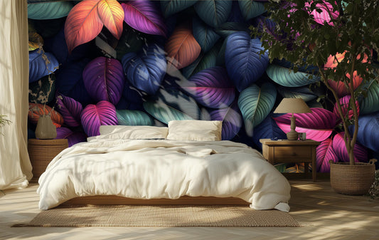 Leaves or Non Woven Floral Wallpaper – lifestyle view, Golden Era Walls