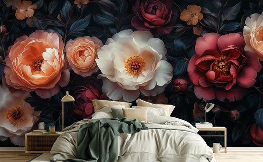 Luxurious Vintage Rose Gothic Floral Wallpaper – lifestyle view, Golden Era Walls