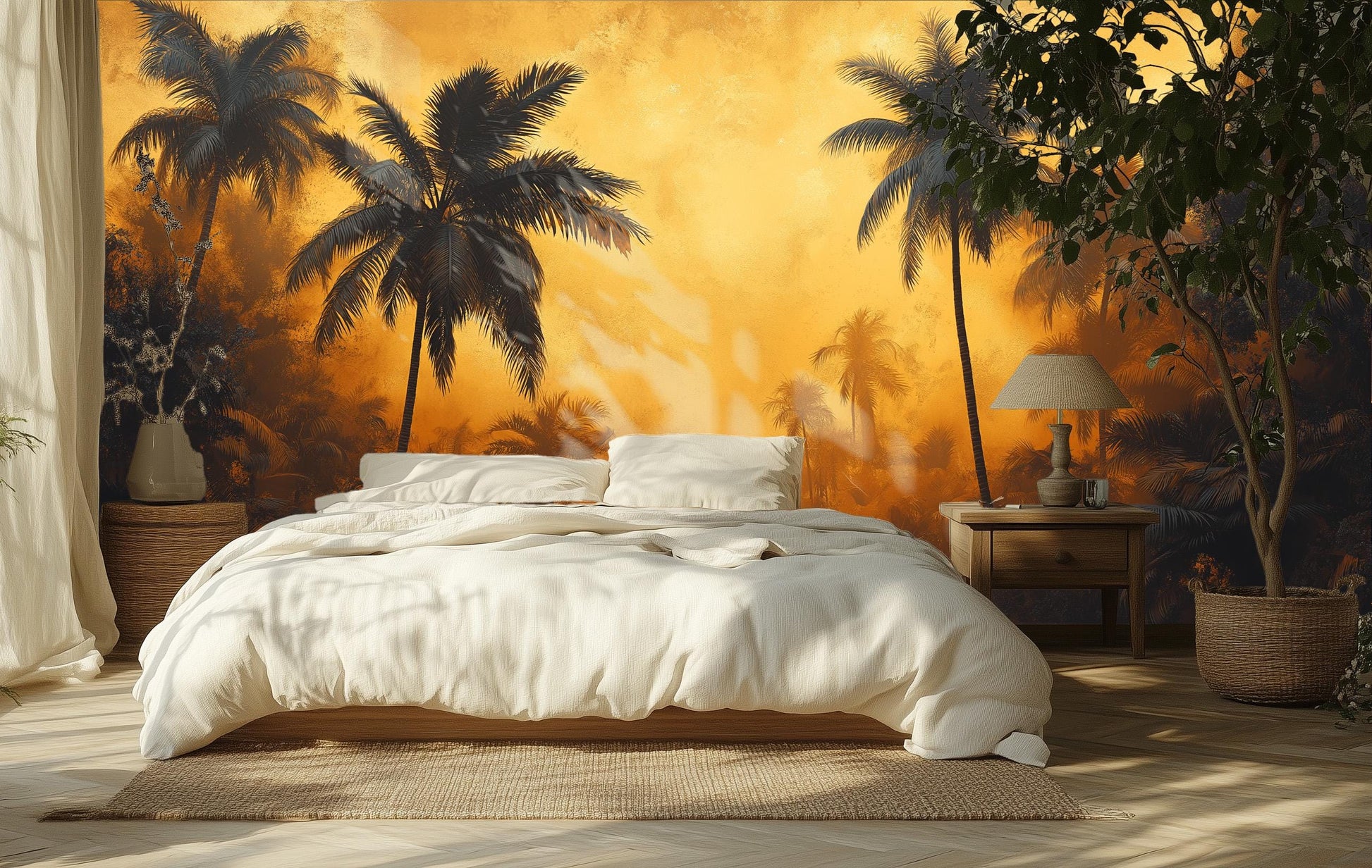 Vintage Tropical Jungle Art Tropical Wallpaper – detail view, Golden Era Walls