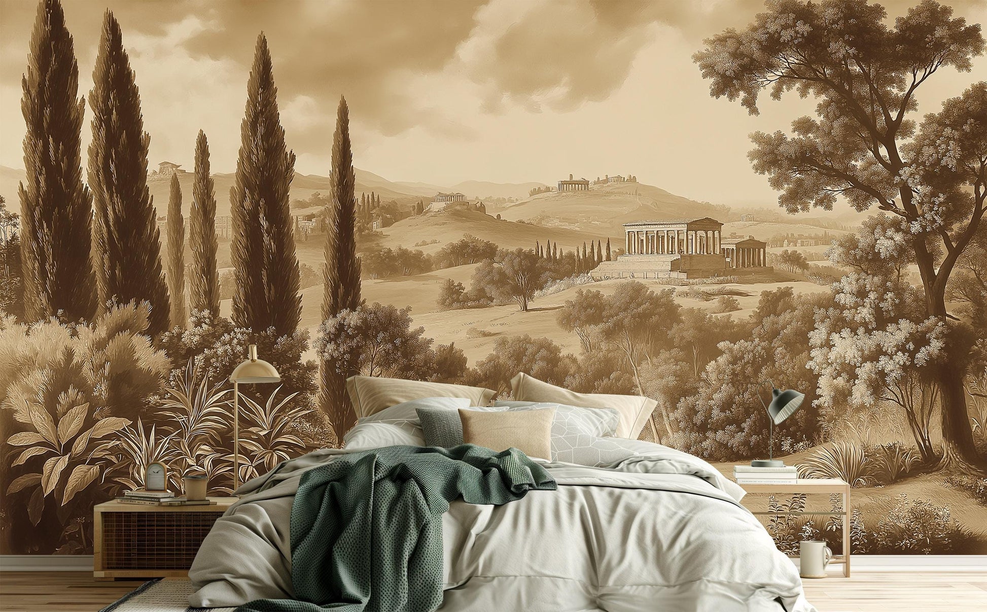 Classic European Timeless Countryside Wallpaper – scale reference, Golden Era Walls