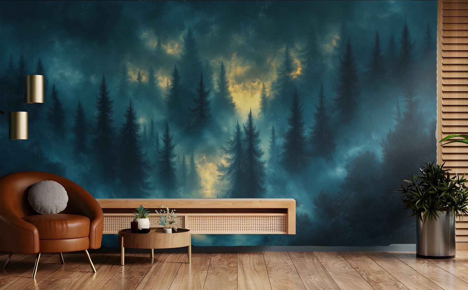 Dark Fantasy Forest Moody Wallpaper – peel and stick wallpaper mural, Golden Era Walls