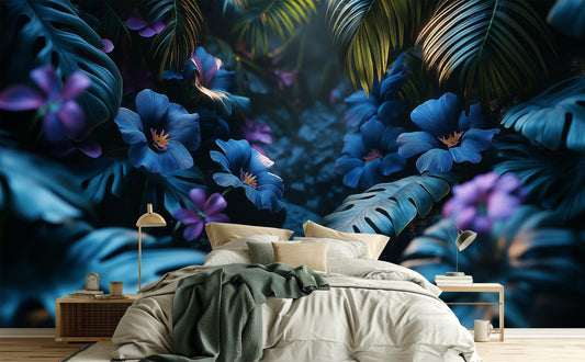 Dark Tropical Jungle Gothic Floral Wallpaper – detail view, Golden Era Walls
