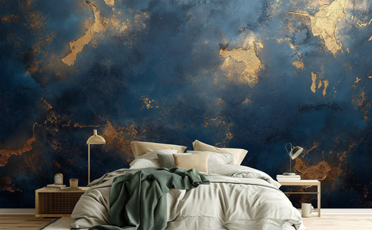 Luxury Gold Navy Abstract Geometric Wallpaper – lifestyle view, Golden Era Walls
