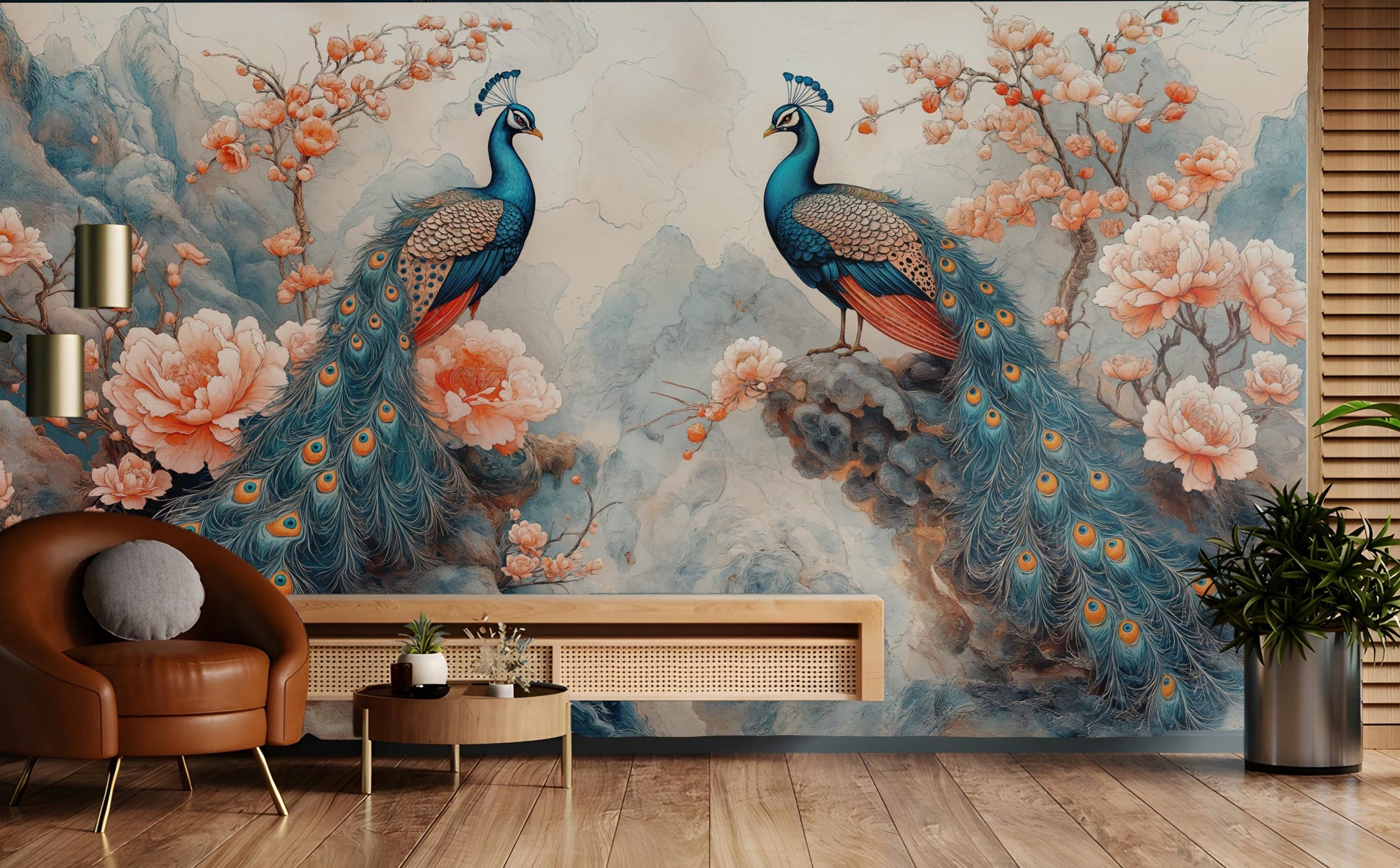 Luxury Oriental Hand Painted Floral Wallpaper – scale reference, Golden Era Walls