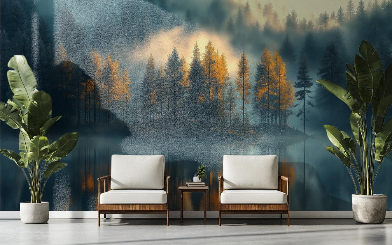 Mystical Enchanted Forest Art Wallpaper – scale reference, Golden Era Walls