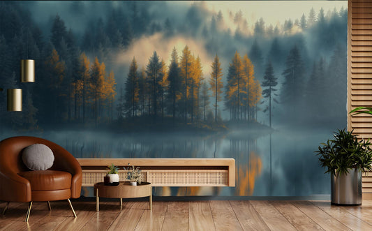 Mystical Enchanted Forest Art Wallpaper – peel and stick wallpaper mural, Golden Era Walls