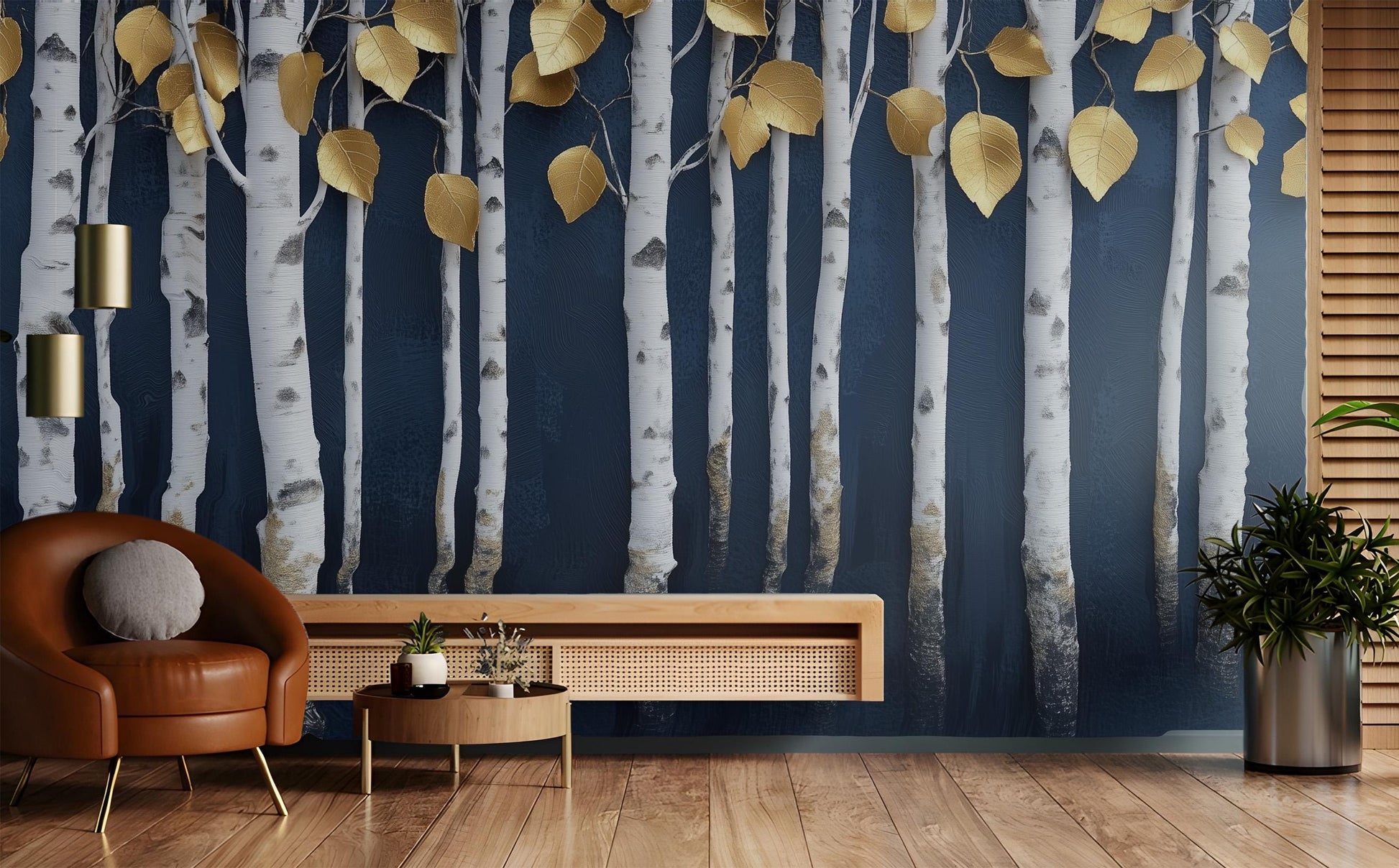 Minimalist Birch Forest Captures Wallpaper – peel and stick wallpaper mural, Golden Era Walls