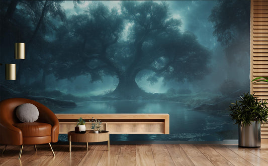 Mystical Enchanted Forest Art Wallpaper – peel and stick wallpaper mural, Golden Era Walls