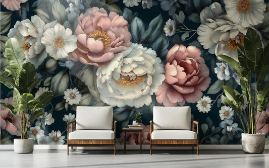 Dark Floral or Non Floral Wallpaper – detail view, Golden Era Walls