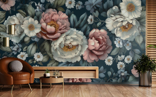 Dark Floral or Non Floral Wallpaper – peel and stick wallpaper mural, Golden Era Walls