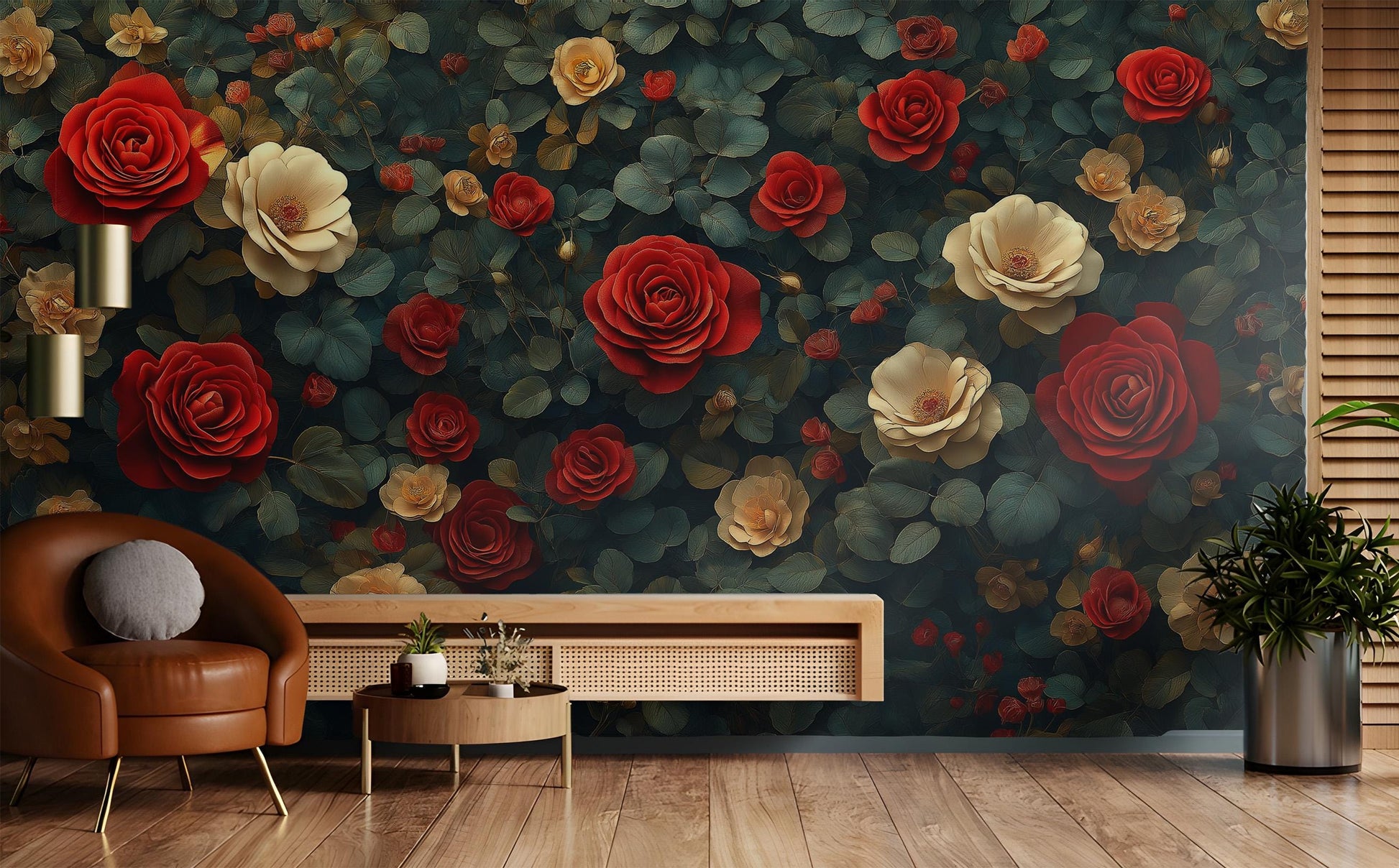 Vintage Rose Dark Romantic Floral Wallpaper wallpaper mural, view 5, Golden Era Walls