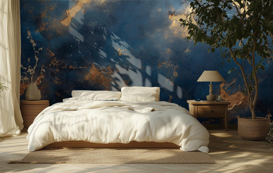 Luxury Gold Navy Abstract Geometric Wallpaper – detail view, Golden Era Walls