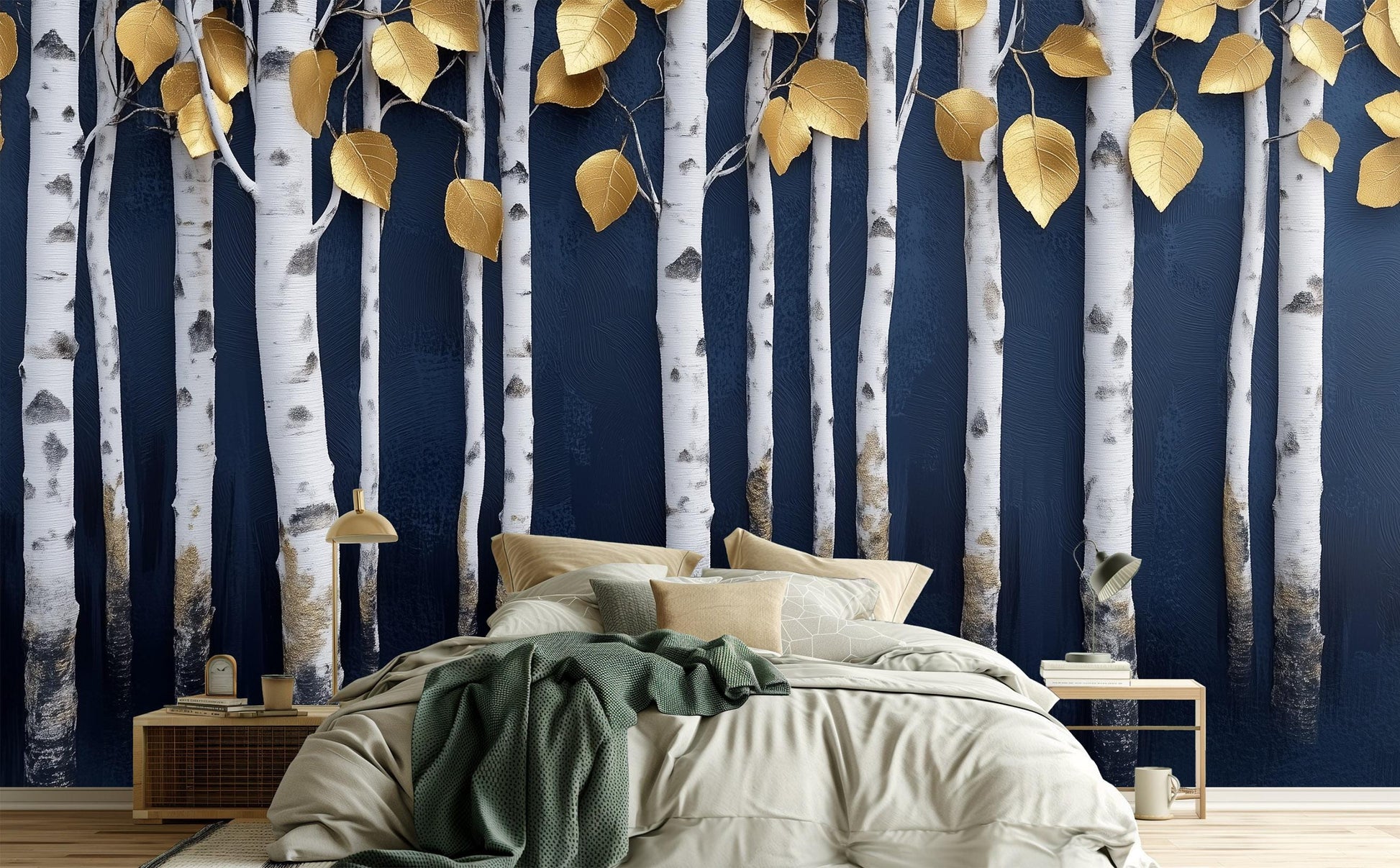 Minimalist Birch Forest Captures Wallpaper – scale reference, Golden Era Walls