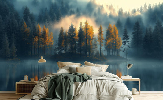 Mystical Enchanted Forest Art Wallpaper – detail view, Golden Era Walls