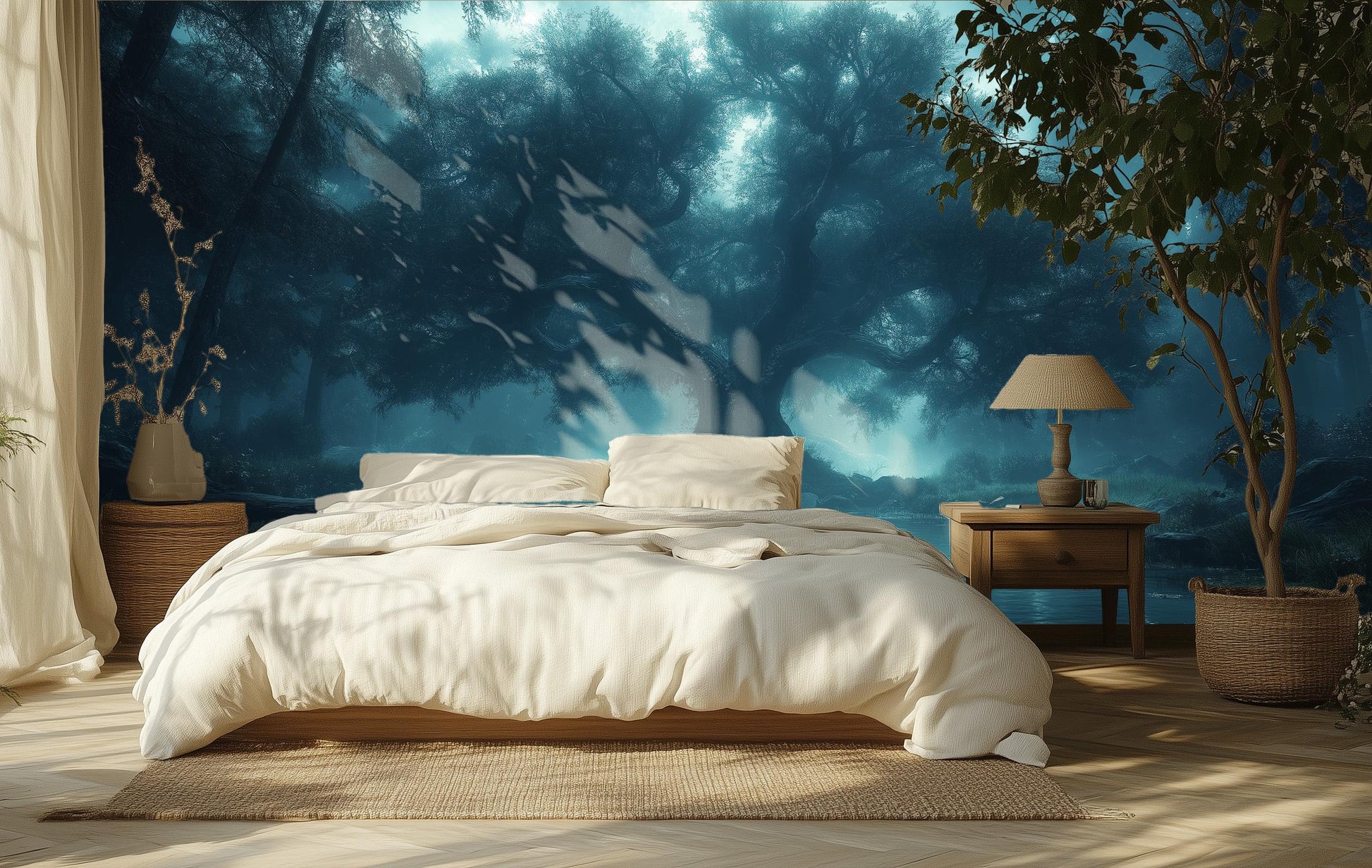 Mystical Enchanted Forest Art Wallpaper – scale reference, Golden Era Walls