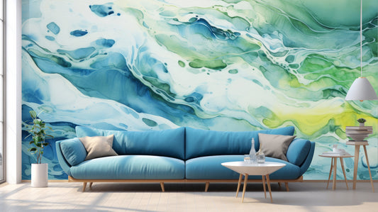 Abstract Alcohol Ink Artwork Geometric Wallpaper – peel and stick wallpaper mural, Golden Era Walls