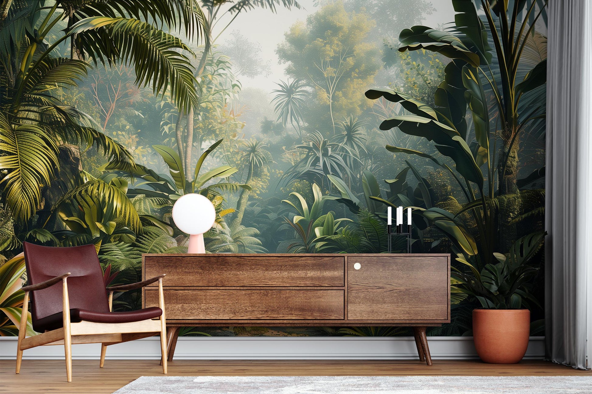 Tropical Rainforest Lush Green Tropical Wallpaper – detail view, Golden Era Walls