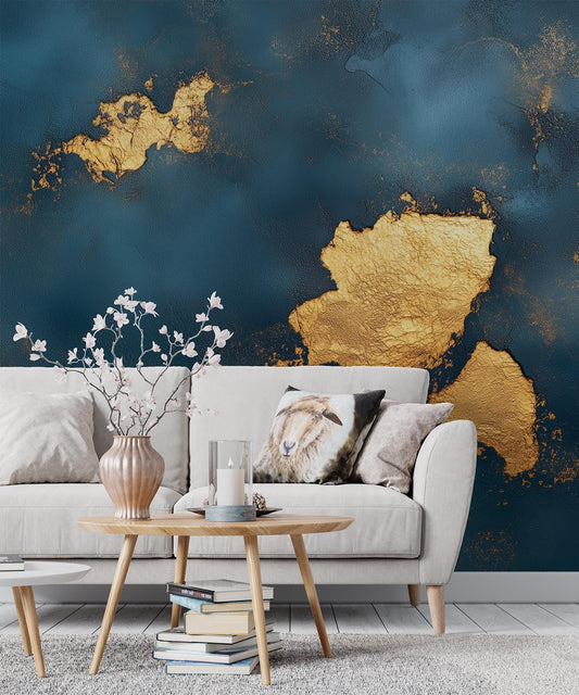 Gold Navy Abstract Elegant Geometric Wallpaper – detail view, Golden Era Walls