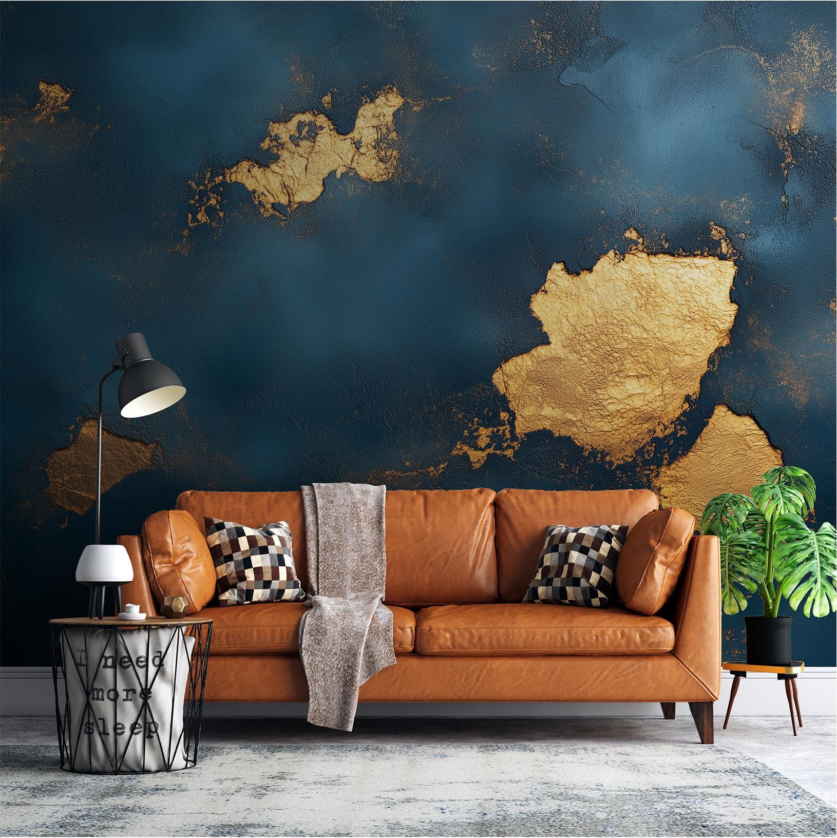 Gold Navy Abstract Elegant Geometric Wallpaper – scale reference, Golden Era Walls
