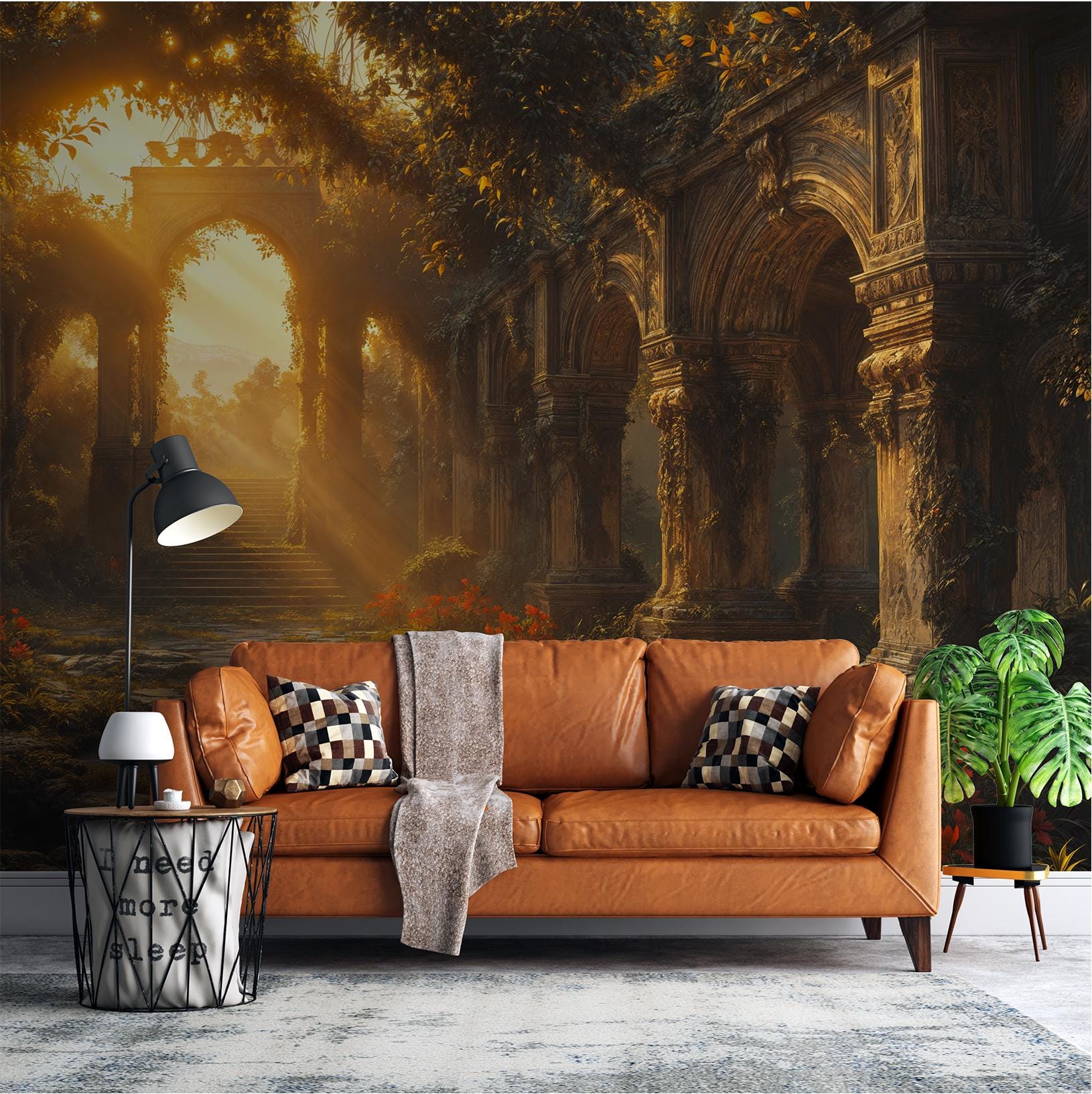Secret Garden Archway Vintage Floral Wallpaper – scale reference, Golden Era Walls
