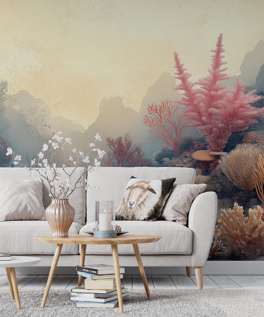 Coral Reef Ocean Scene Tropical Wallpaper – detail view, Golden Era Walls