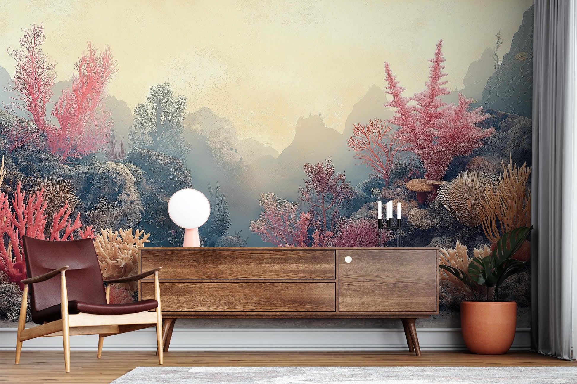Coral Reef Ocean Scene Tropical Wallpaper – scale reference, Golden Era Walls