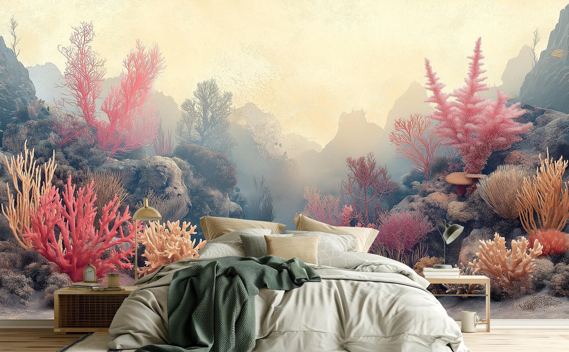 Coral Reef Ocean Scene Tropical Wallpaper – peel and stick wallpaper mural, Golden Era Walls