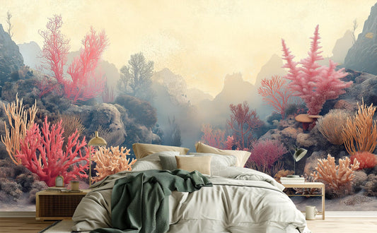 Coral Reef Ocean Scene Tropical Wallpaper – peel and stick wallpaper mural, Golden Era Walls