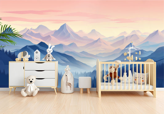 Watercolor Woodland Forest Scenic Wallpaper – peel and stick wallpaper mural, Golden Era Walls