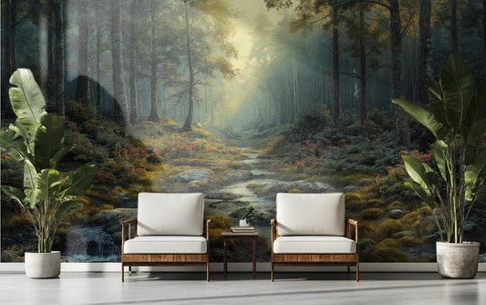 Romantic Forest Lush Greenery Wallpaper – detail view, Golden Era Walls