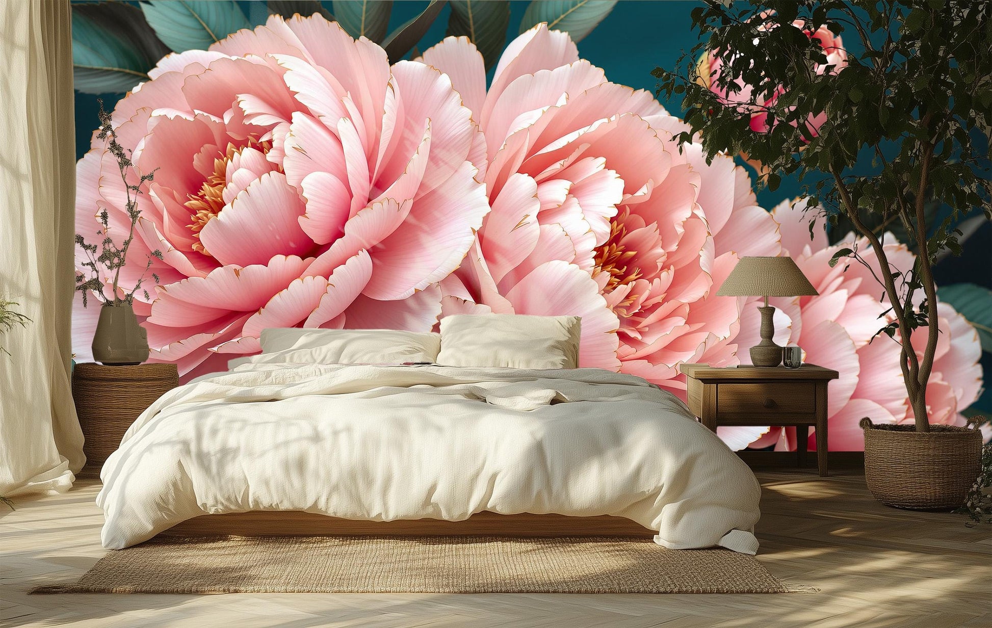 Pink Peony Luxury Floral Floral Wallpaper – detail view, Golden Era Walls
