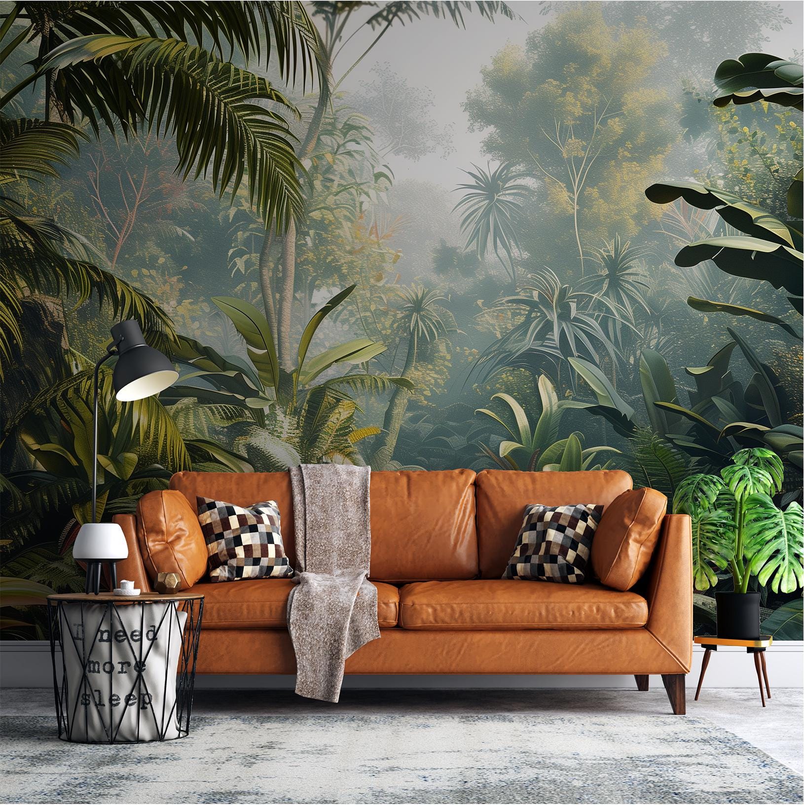 Tropical Rainforest Lush Green Tropical Wallpaper – lifestyle view, Golden Era Walls