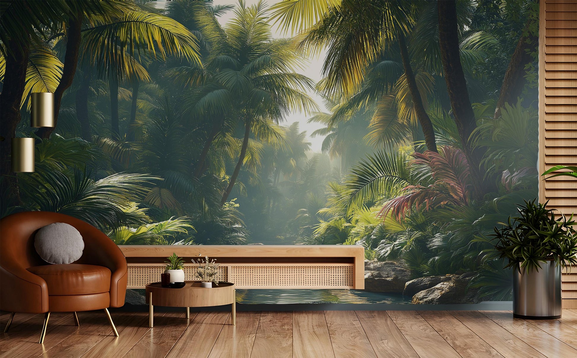 Tropical Forest Lush Jungle Tropical Wallpaper – peel and stick wallpaper mural, Golden Era Walls