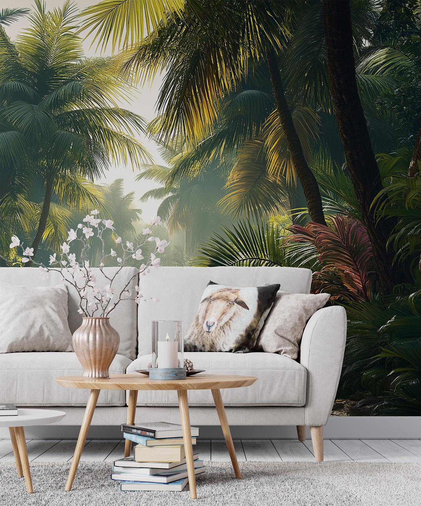 Tropical Forest Lush Jungle Tropical Wallpaper – scale reference, Golden Era Walls