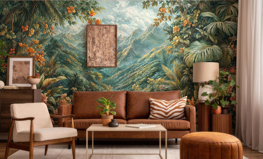 Moody Tropical Dark Jungle Tropical Wallpaper – detail view, Golden Era Walls