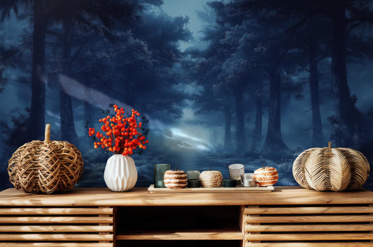 Mystical Enchanted Forest Art Wallpaper – lifestyle view, Golden Era Walls