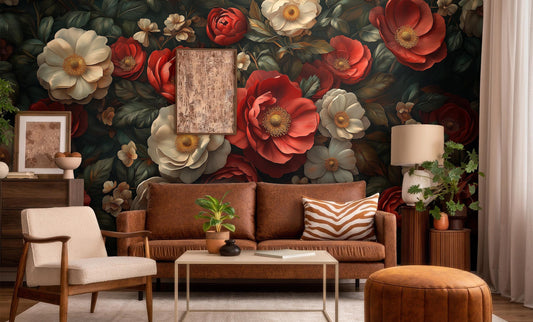 Vintage Floral Renter Friendly Floral Wallpaper – detail view, Golden Era Walls