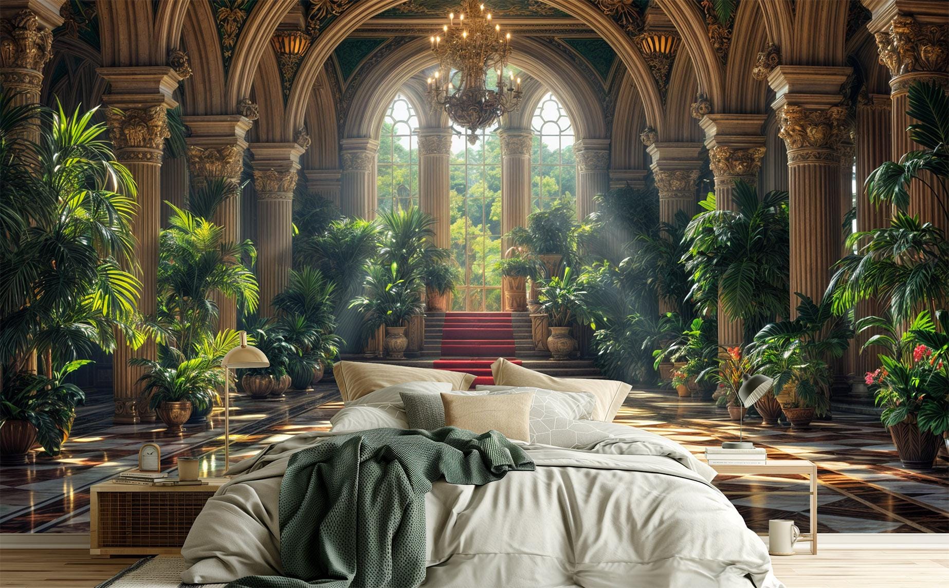 Botanical Palace Lush Interior Floral Wallpaper – detail view, Golden Era Walls