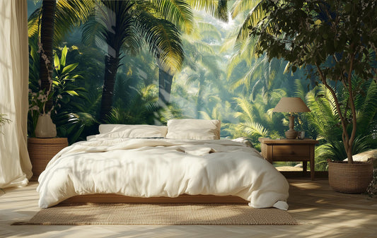 Tropical River Jungle or Floral Wallpaper – detail view, Golden Era Walls